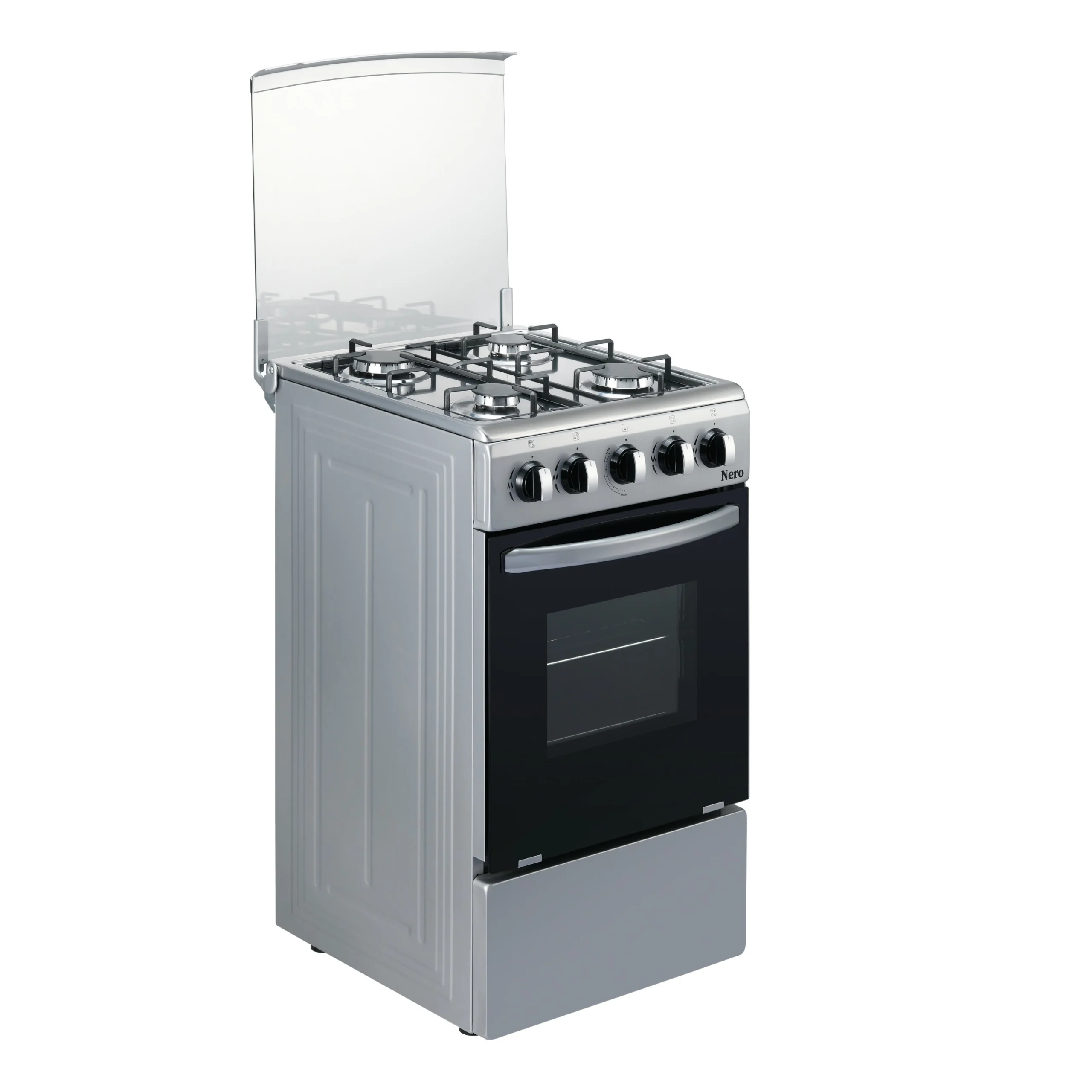Cocina a gas NERO 522W gris, vista superior, 4 hornillas