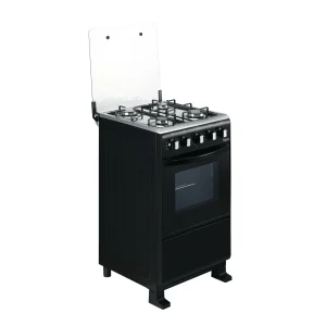 Cocina a gas NERO 511 B negra, vista superior, 4 hornillas