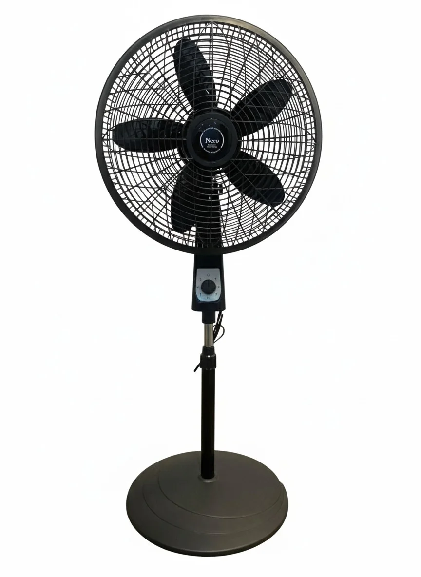 Ventilador NERO 18-282 de pedestal, 18 pulgadas, 5 aspas plásticas, color negro.