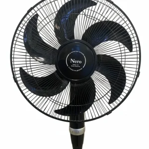 Ventilador NERO 16-268 de pedestal, vista frontal, 16 pulgadas, 6 aspas negras